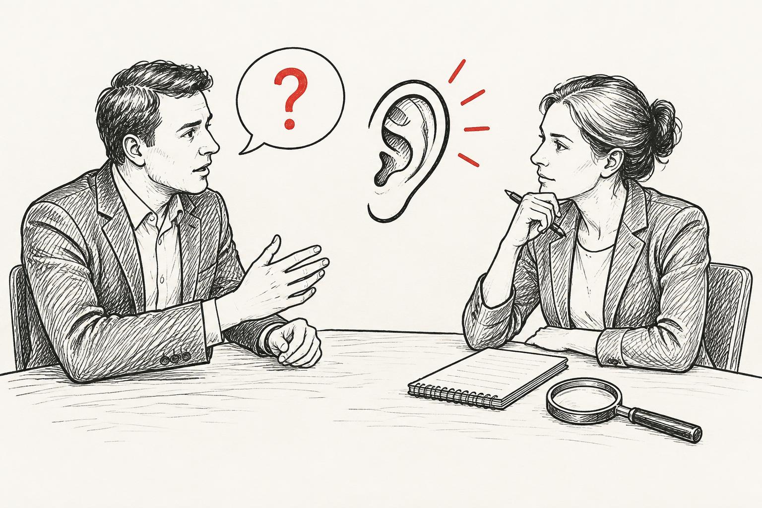 Whiteboard sales illustration for Discovery & diagnosis